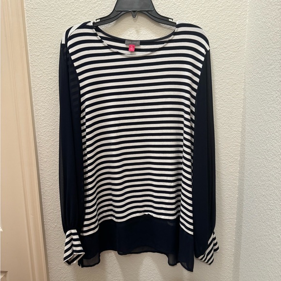 Any blue striped shirt with sheer sleeves, size XXL - Picture 1 of 3